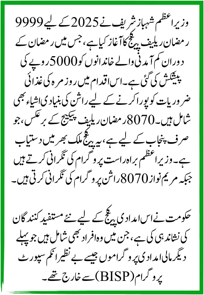 9999 Ramzan Relief Package
